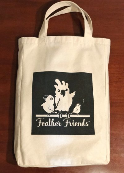 画像1: トートバッグ 自然派素材◆Feather Friends オリジナルデザイン エコバッグ