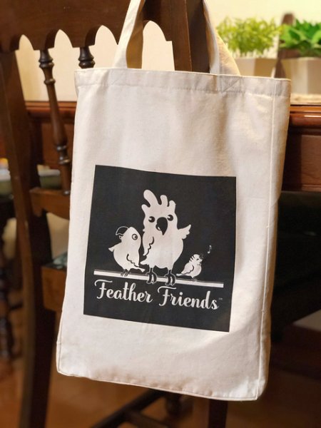 画像1: トートバッグ 自然派素材◆Feather Friends オリジナルデザイン エコバッグ (1)